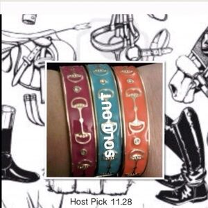 Choice of One Equestrian Enamel Look Hinged Bangle Bracelet